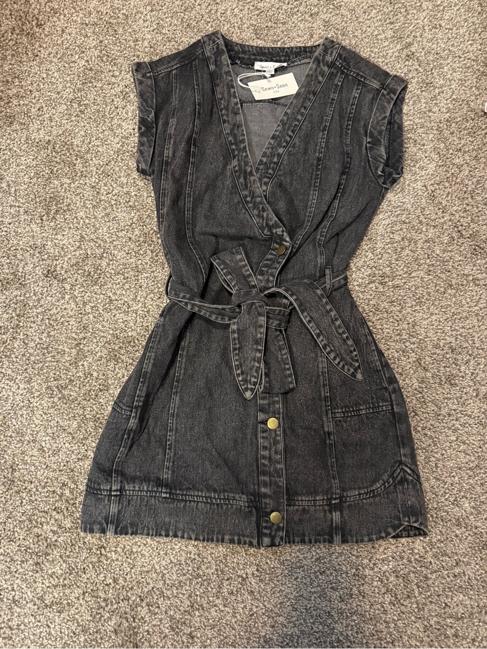 NWT black denim mini dress